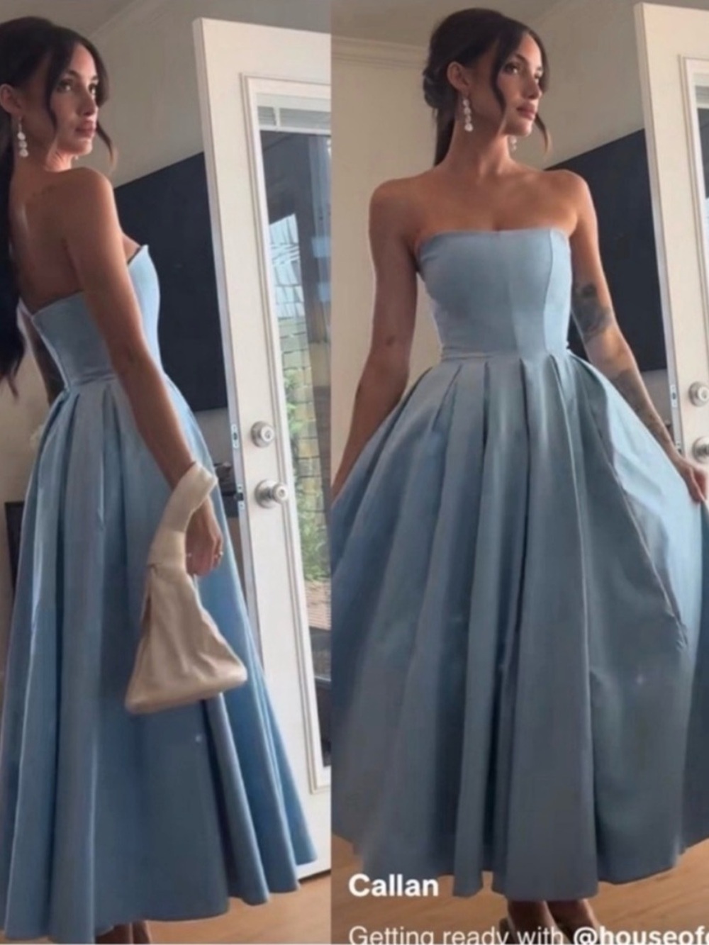 House of CB Audrey Tuscan Blue Midi Strapless Dress - Picture 7 of 7